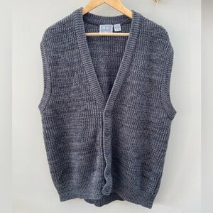 Button Front Sleeveless Knit V-Neck Grandpa Chic Sweater Vest